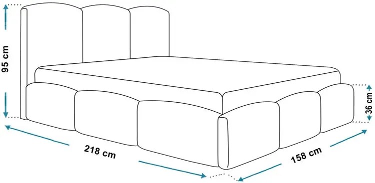 Łóżko pluszowe z zagłówkiem i pojemnikiem 140x200 Nifea 4X - 36 kolorów