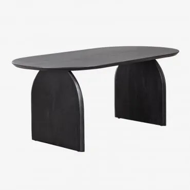 Ovalny Stół Jadalniany 200x100 Cm Z Drewna Akacjowego Bedum Akacjowa Czerń - Sklum