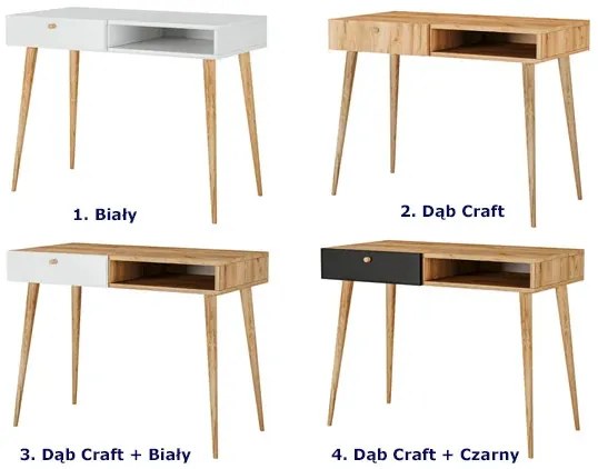 Biurko z nóżkami typu skandi dąb craft + czarny - Esto 5X