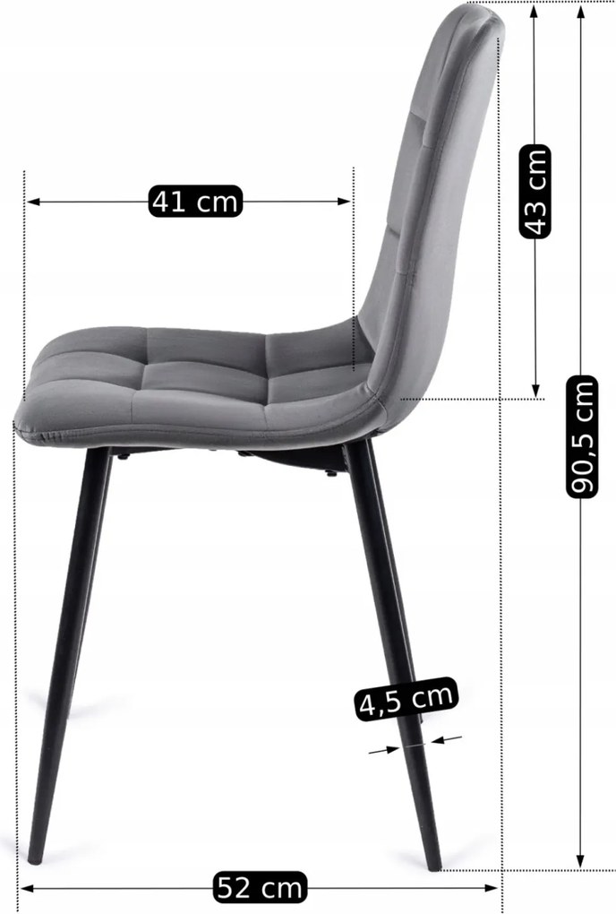 Zestaw Stół Kwadratowy Rozkładany MAX 80-160 cm Dąb Craft/Czarny i 6 Krzeseł PERU Szarych Welurowych
