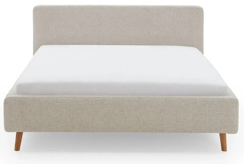 Szare/beżowe tapicerowane łóżko dwuosobowe ze schowkiem ze stelażem 180x200 cm Mattis – Meise Möbel