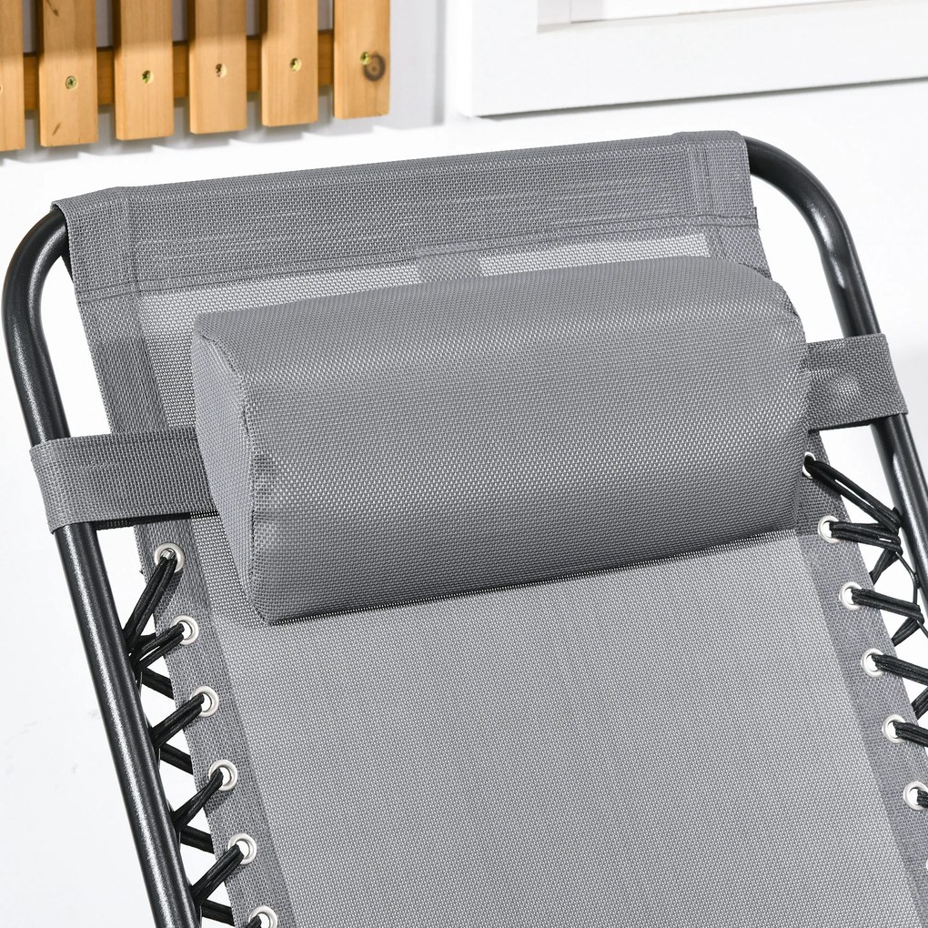 Outsunny Fotel Bujany na Zewnątrz, odporny na pogodę, składany, z Poduszką, do 120 kg, Jasnoszary