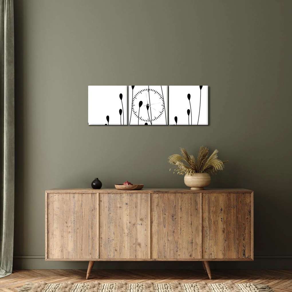 Obraz - Łąka graficzna N⁰1 (z zegarem) (90x30 cm)