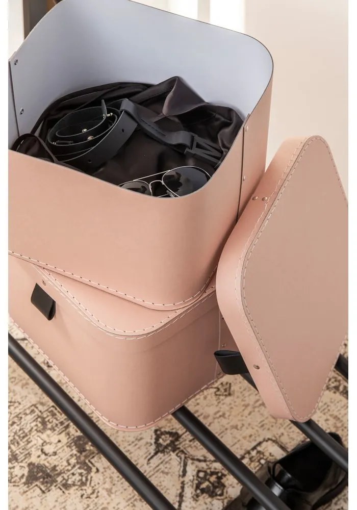 Różowe kartonowe pojemniki zestaw 2 szt. z pokrywką 28,5x28,5x19,5 cm Ludvig Paper Laminate – Bigso