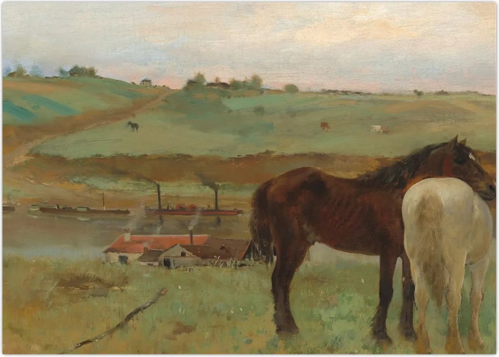 Obraz - Edgar Degas, Horses in a Meadow, reprodukcje (70x50 cm)