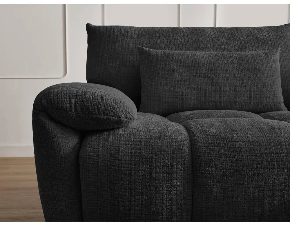Czarna sofa z tkaniny szenilowej 264 cm Ivane – Bobochic Paris