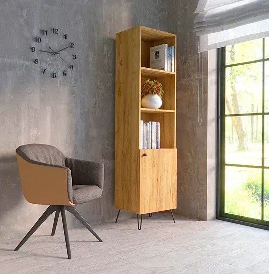 Witryna na metalowych nogach w stylu loft dąb craft - Zorina 11X