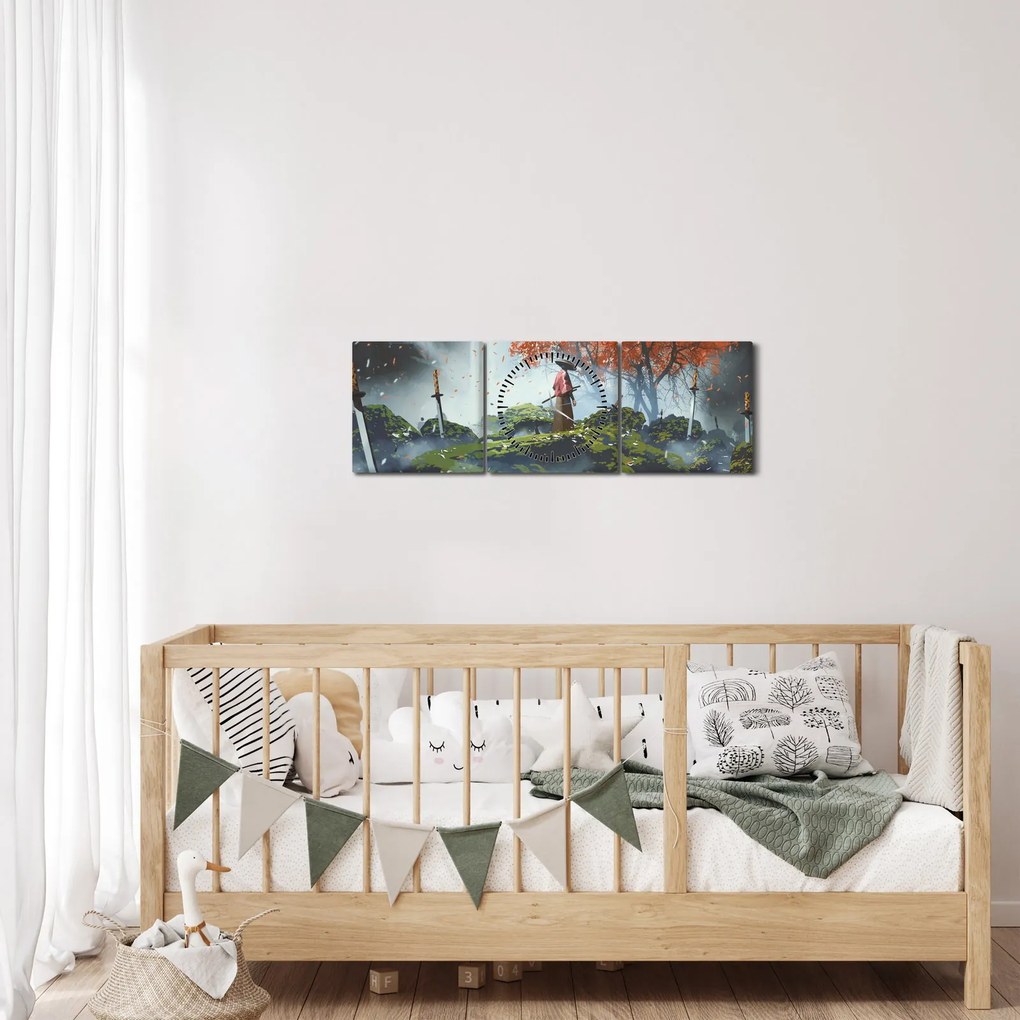 Obraz - Ilustracja przedstawiająca Ogród Mieczy (z zegarem) (90x30 cm)