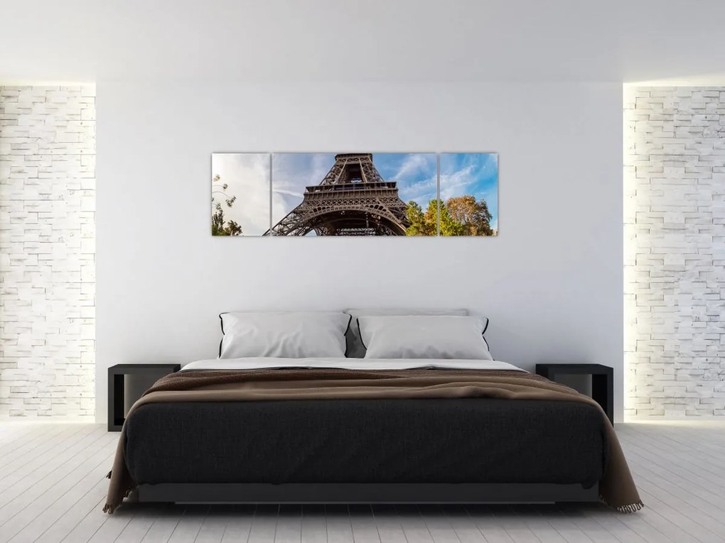 Obraz - Kolorowa wieża Eiffla (170x50 cm)