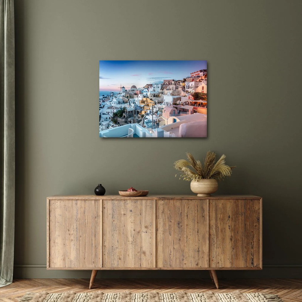 Obraz - Zmierzch na Santorini (70x50 cm)