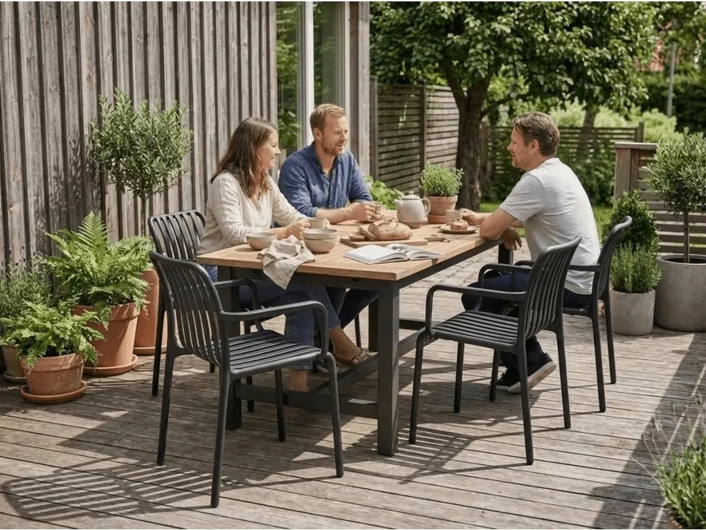 Plastikowe krzesło TREGO z podłokietnikami, antracytowe