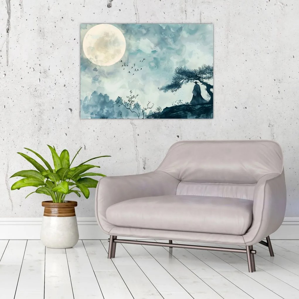 Obraz - Malowanie księżyca w pełni (70x50 cm)