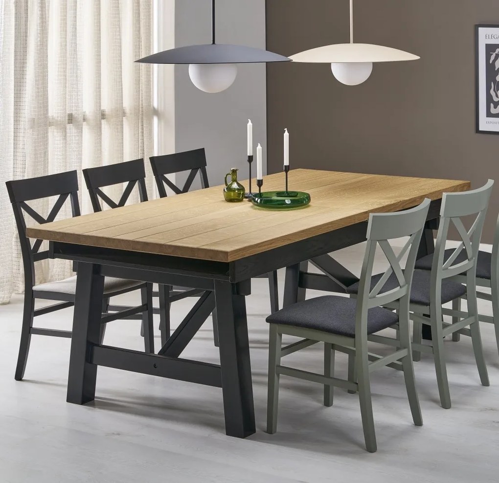 Rustykalny stół z dębowymi lamelami Fiesta Halmar