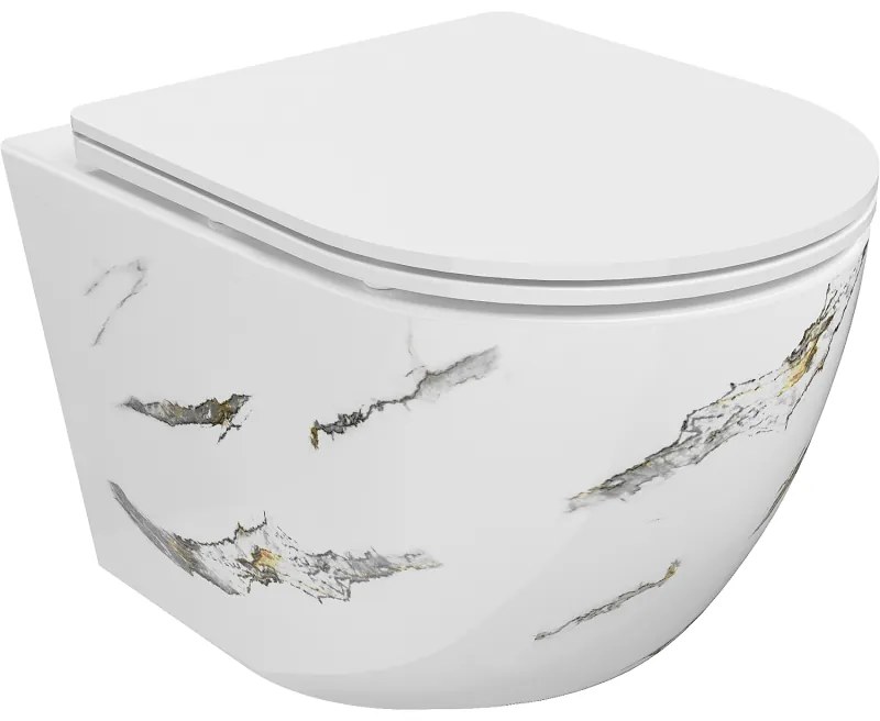Mexen Lena miska wc Rimless z deską wolnoopadającą slim, duroplast, biała kamień - 30224091