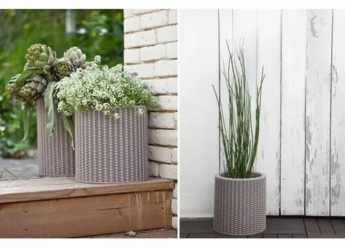 Keter Osłonka na doniczkę Cylinder Planter S szary, 7 l, 28 x 28 x 28,3 cm