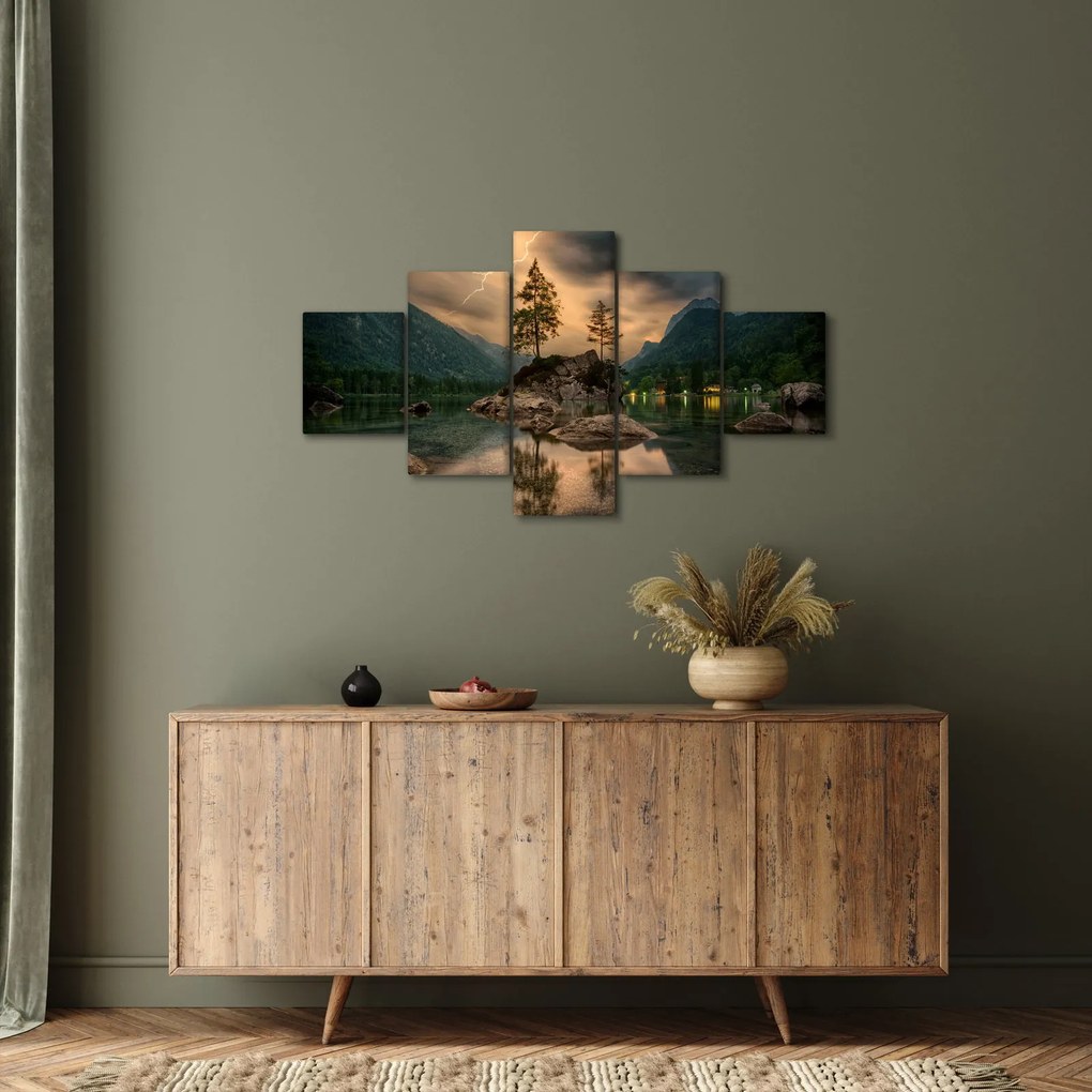 Obraz - jezioro w górach (125x70 cm)