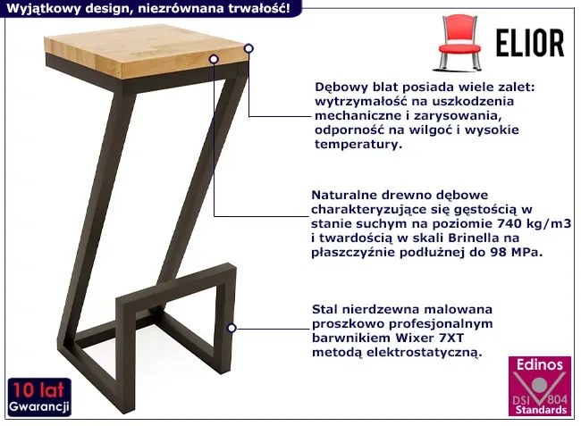 Nowoczesny dębowy hoker loft - Delto 6X