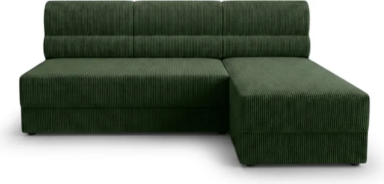 Rozkładana narożna sofa TAVERO SLIM 201x140 cm, ciemnozielona, uniwersalna