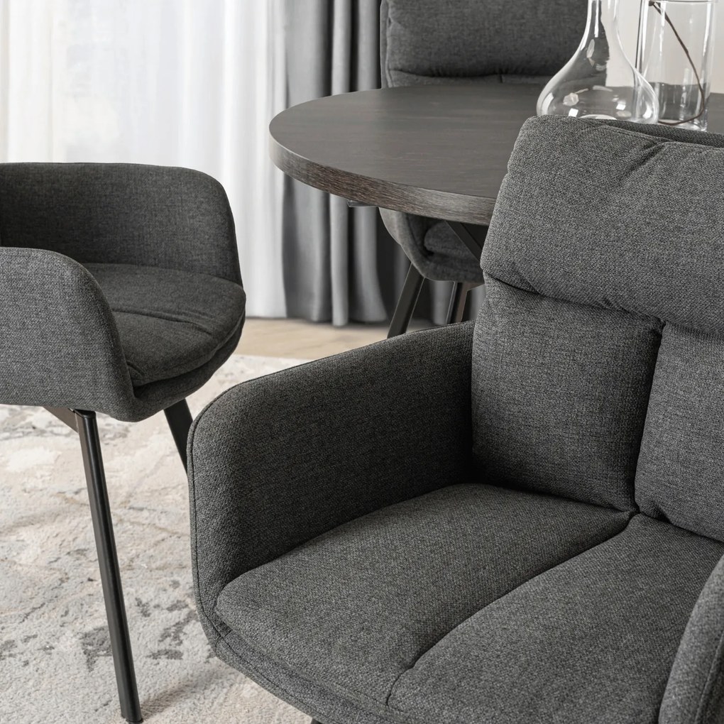 Krzesło Tapicerowane Obrotowe do Salonu CORTADO Ciemnoszare Nowoczesne