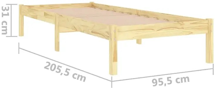 Naturalne drewniane łóżko pojedyncze 90x200 cm - Selvis 3X