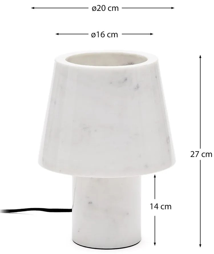 Marmurowa lampa stołowa w kolorze kości słoniowej z marmurowym kloszem (wysokość 27 cm) Alaro – Kave Home
