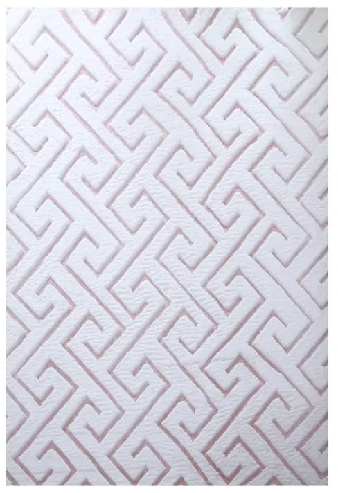Dywan pluszowy 3D Vision biało-różowy 80 cm x 150 cm