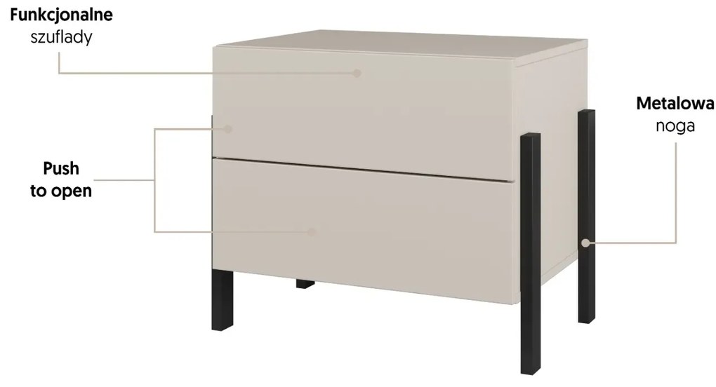 Szafka nocna JUKON 2S 55cm kaszmirowa HELVETIA