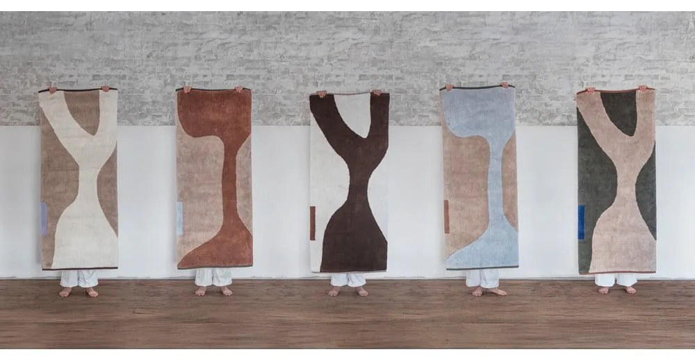 Biało-beżowy bawełniany chodnik odpowiedni do prania 70x150 cm Figura – Mette Ditmer Denmark