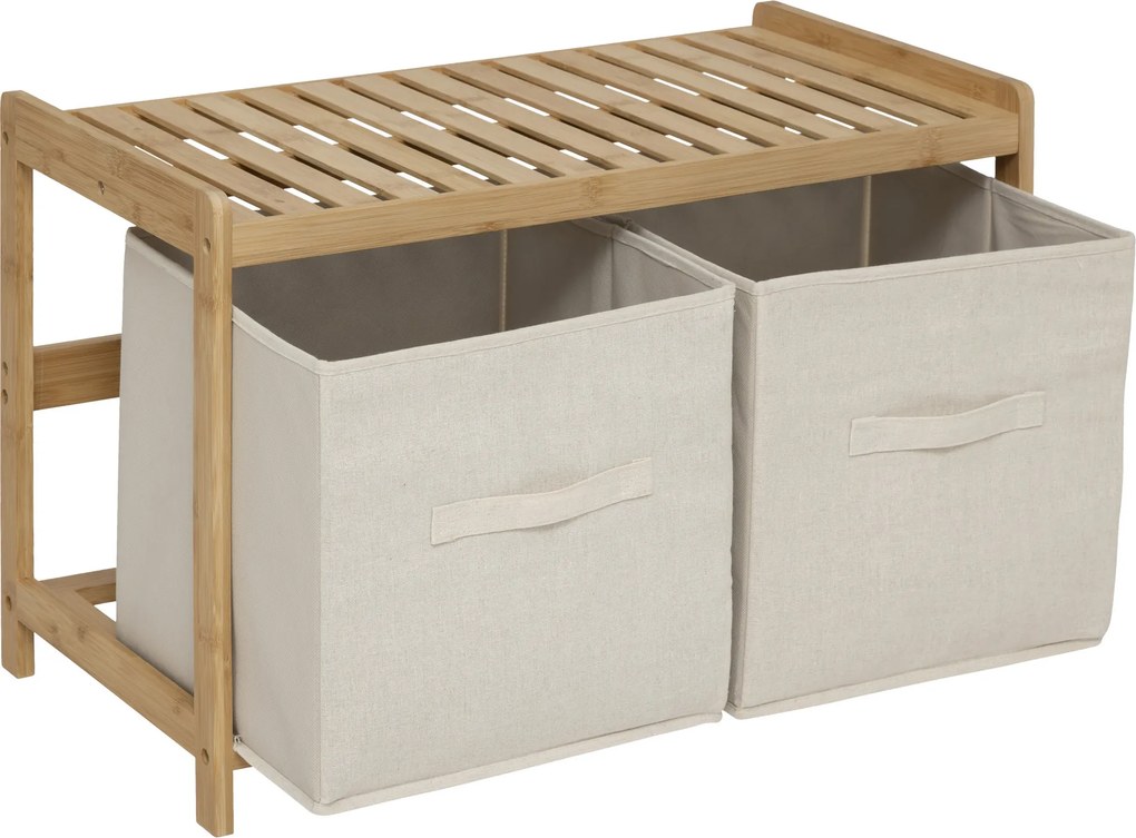 Ławka do łazienki TIDY BOX, 2 pojemniki do przechowywania, 66,8 x 44 x 35 cm