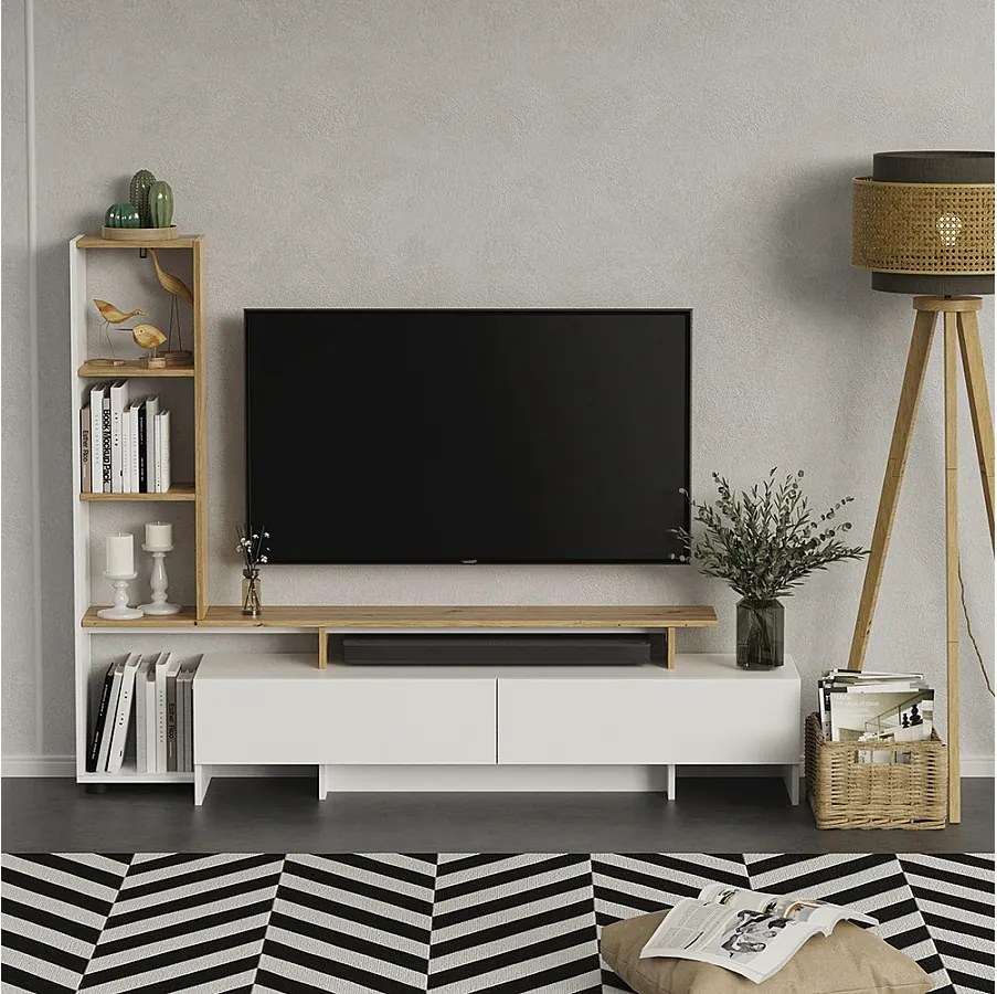 Lowboard biały/dąb 168.2x35x120 tavora