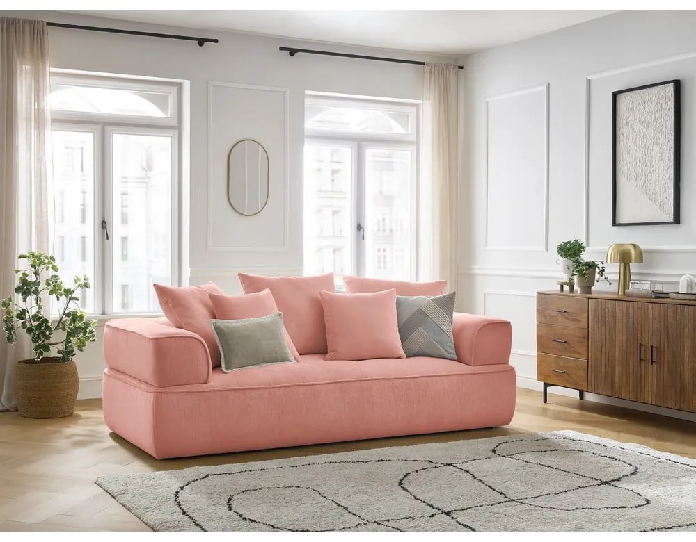 Różowa sofa z tkaniny szenilowej 237 cm Whesley – Bobochic Paris