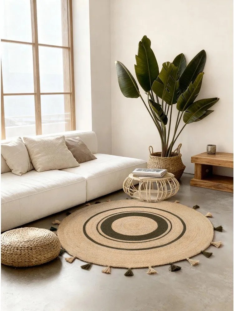 Okrągły dywan z juty dwustronny/tkany ręcznie w naturalnym kolorze ø 150 cm Basil – Hanse Home