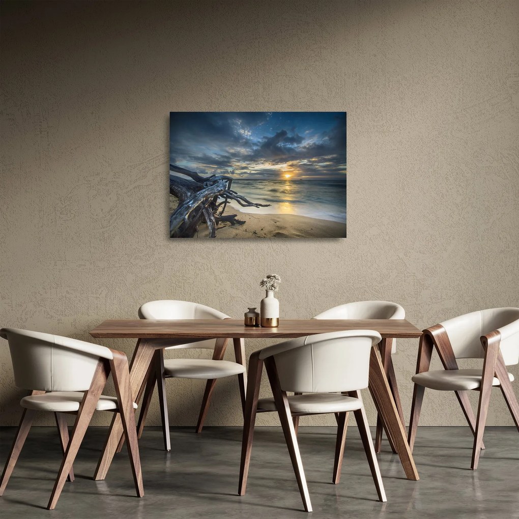 Obraz na szkle - morze o zachodzie słońca (70x50 cm)