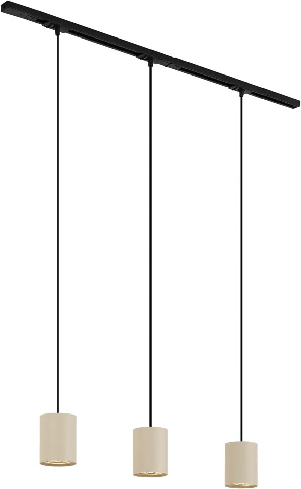 Nowoczesny system szynowy z 3 lampami wiszącymi czarny z beżowym 1-fazowy - Iconic Holt