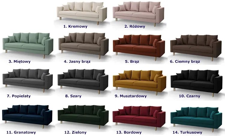 Turkusowa rozkładana sofa z funkcją spania H1-N47