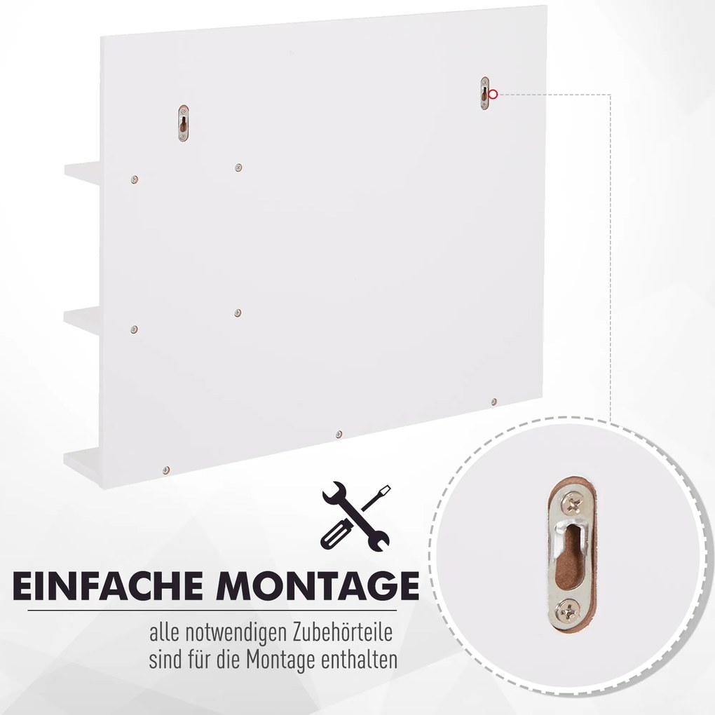 Lustro Łazienkowe z Półkami Kleankin - Białe, Wymiary 60x10x48 cm, Projekt Oszczędzający Przestrzeń