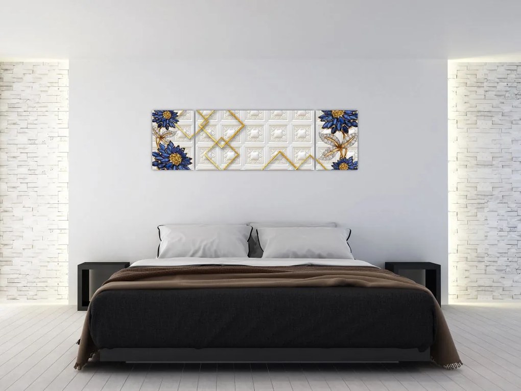 Obraz - Diamentowe kwiaty (170x50 cm)