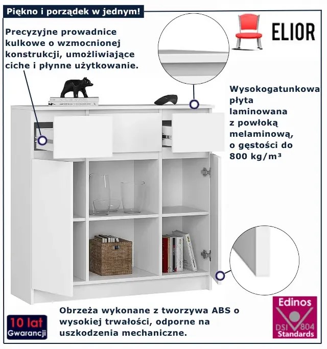 Biała minimalistyczna komoda do salonu N4-G26