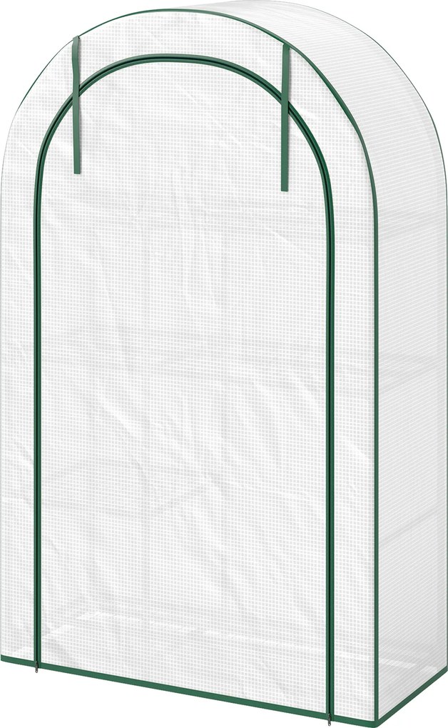 Outsunny Mini-szklarnia, 4-poziomowa szklarnia z folią plastikową, przenośna, z rolowanymi drzwiami, 100 x 45 x 160 cm, biała
