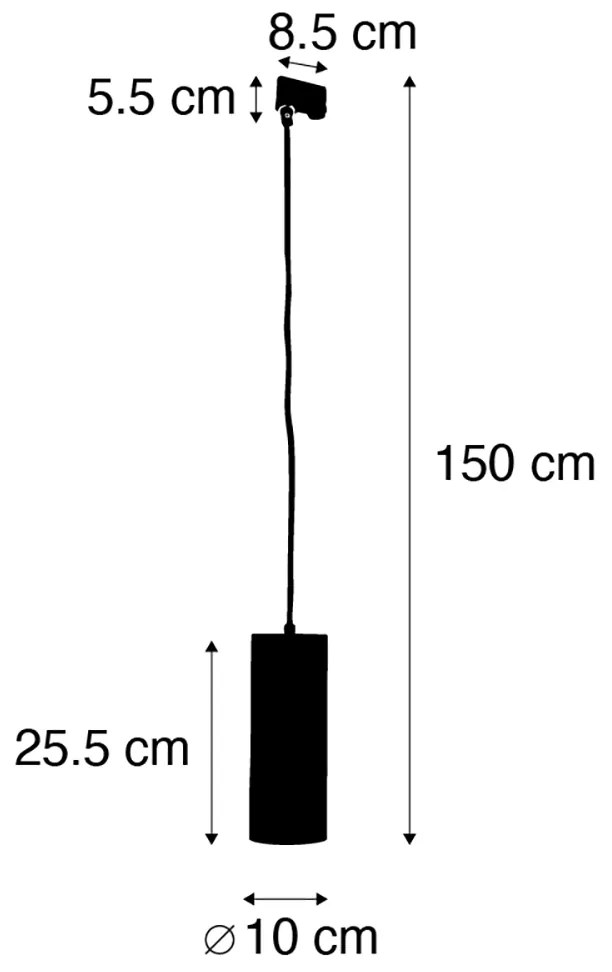 Designerska lampa wisząca czarna z adapterem szynowym 3-fazowym - 3-Phase Tubo
