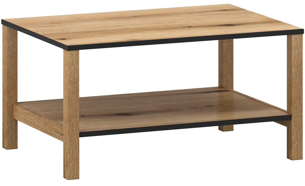 Ława Drewniana Prostokątna do Salonu VERVE 80 cm Dąb Evok Klasyczna Loft