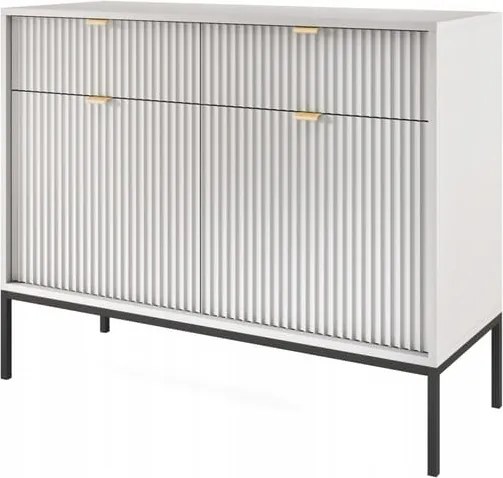 KOMODA SZARA CZARNY / ZŁOTY STELAŻ 104x83x39 cm, stalowy stelaż, NOVC