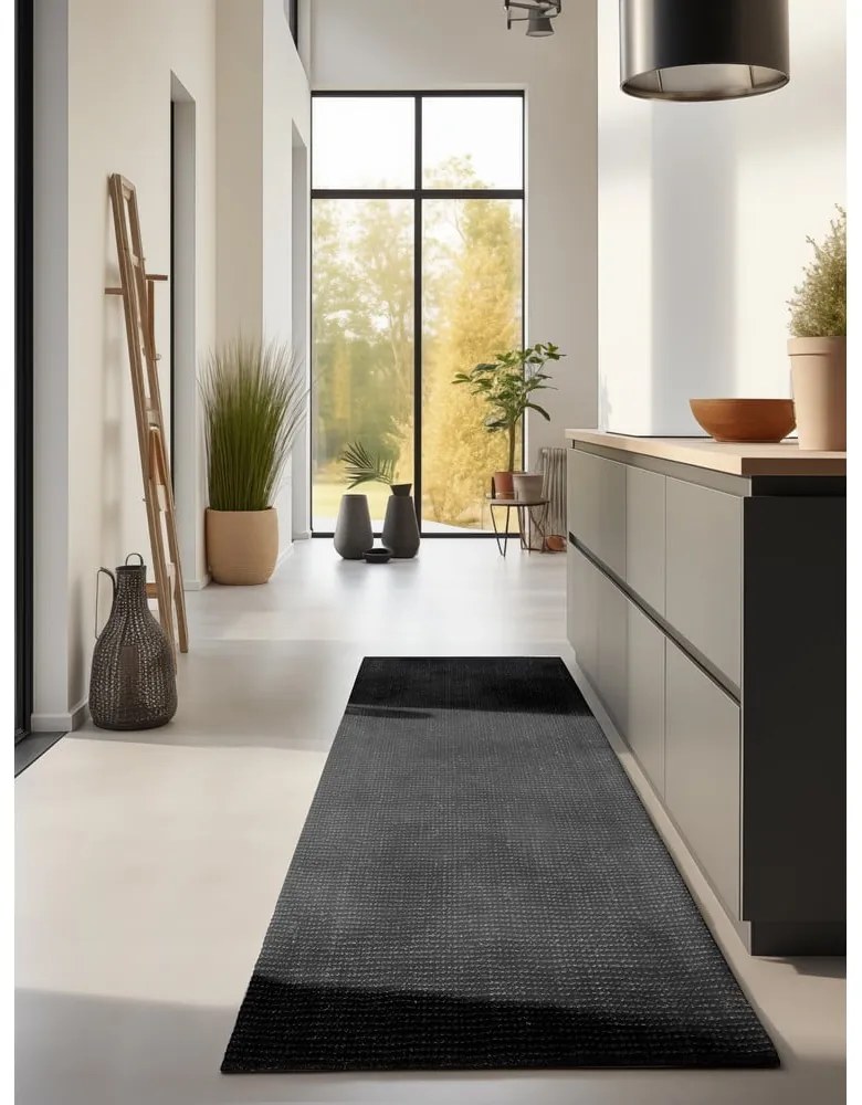 Czarny chodnik z juty 80x200 cm Bouclé – Hanse Home