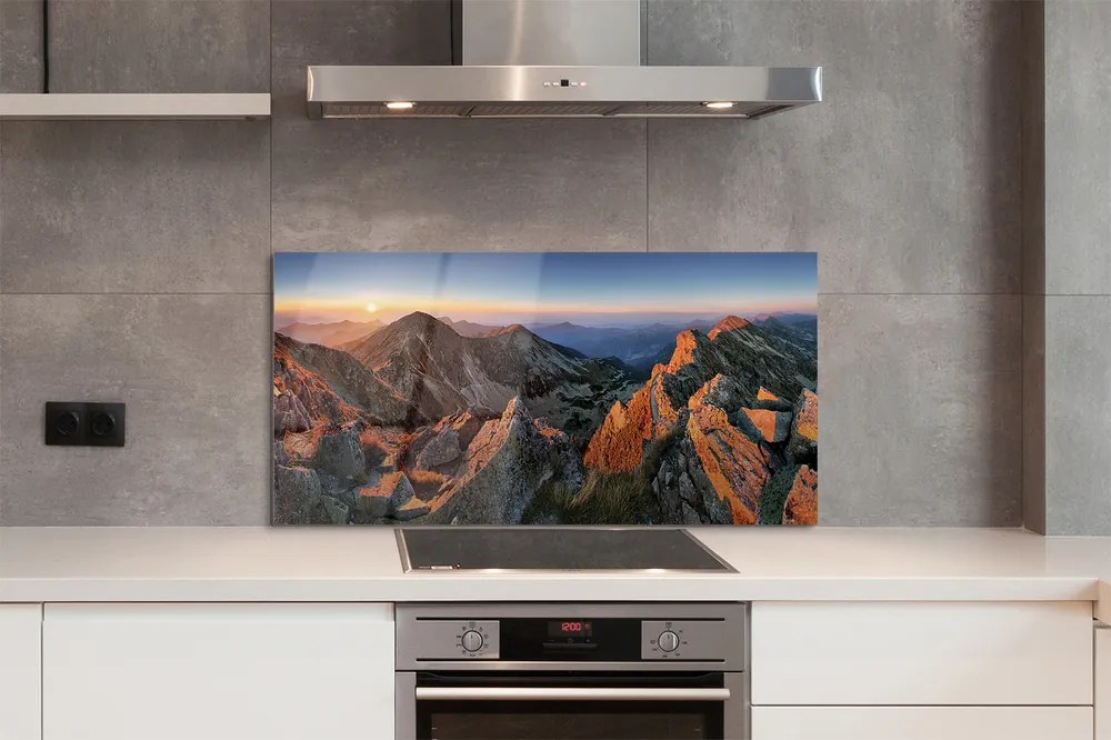 Szklany Panel Góry w Blasku Zachodu