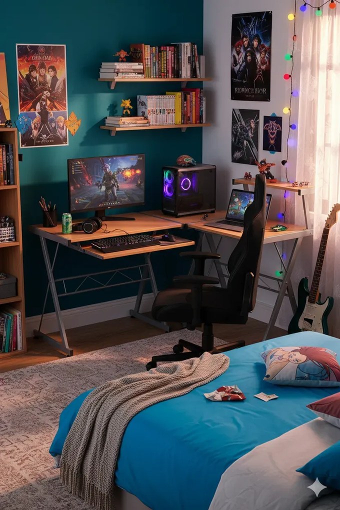 Brązowe narożne biurko komputerowe z nadstawką W5-K25