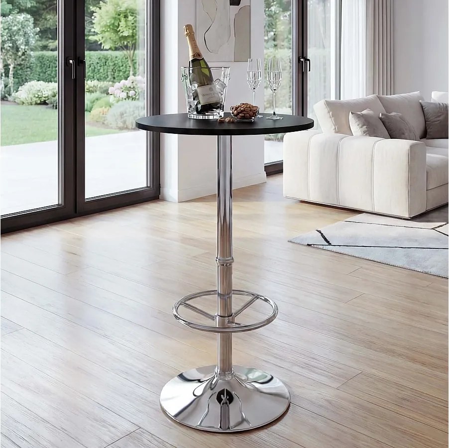 Stolik barowy Bilbao z półką na buty,  czarny