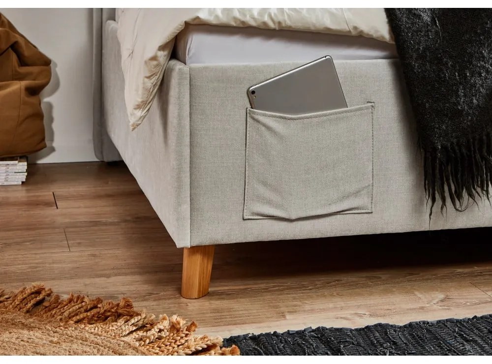 Beżowe tapicerowane narożne łóżko dziecięce bez stelaża 140x200 cm Fun – Meise Möbel