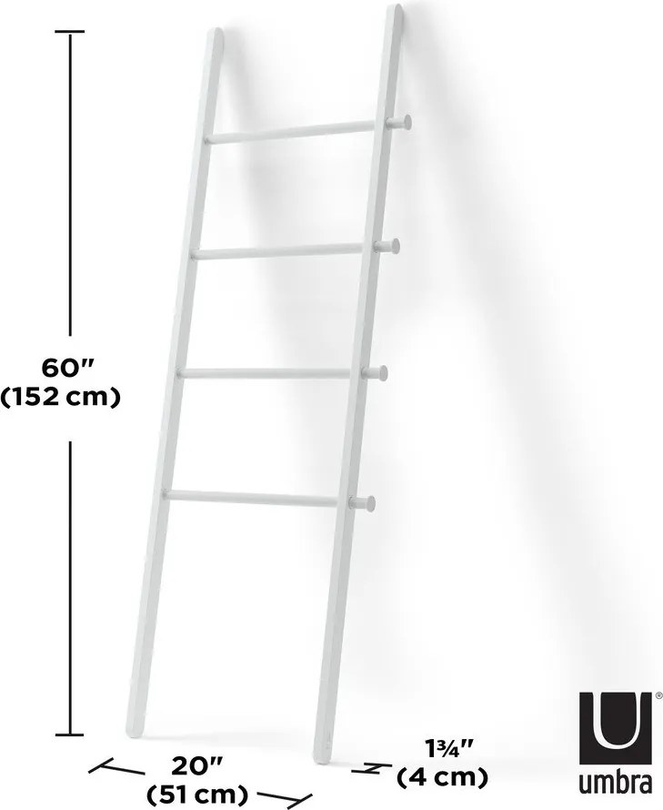 Biała drabina dekoracyjna z drewna topolowego Leana – Umbra