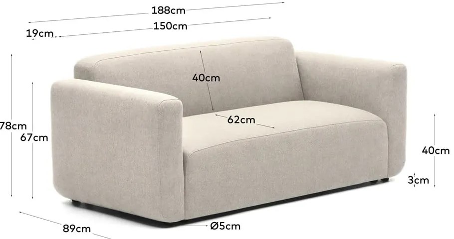 Beżowa sofa 188 cm Neom – Kave Home