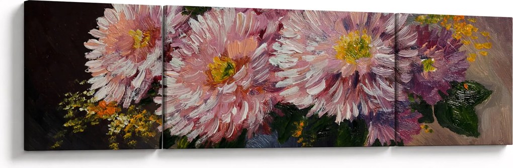 Obraz - Obraz olejny, Kwiaty w wazonie (170x50 cm)